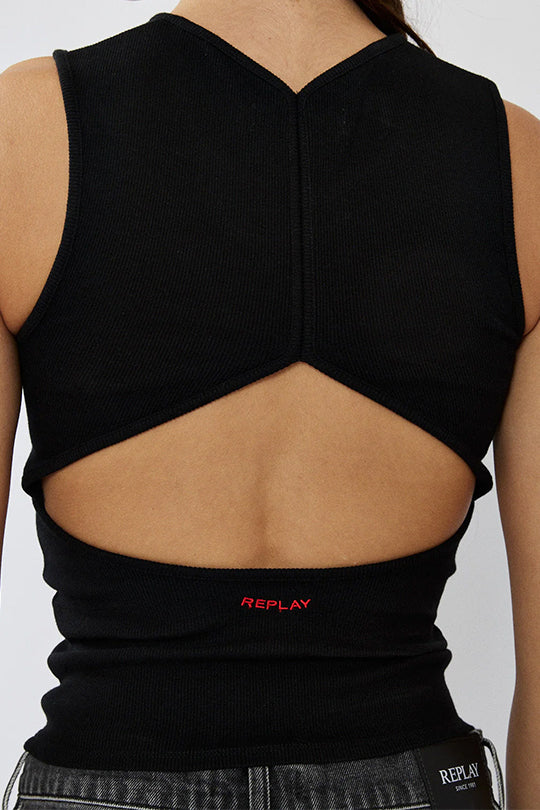 טופ ריב לנשים בצבע שחור