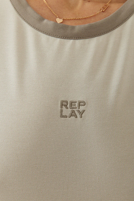 טי-שירט רינגר לנשים בצבע בז׳