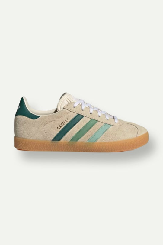 נעלי סניקרס Gazelle בצבע קרם וירוק