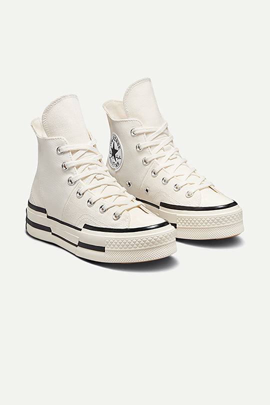 נעלי סניקרס פלטפורמה Chuck 70 Plus High בצבע לבן