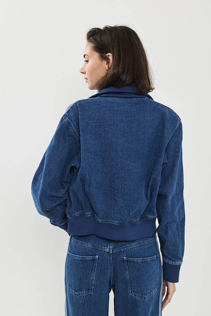 ג'קט דנים קצר INDIGO DENIM בצבע כחול