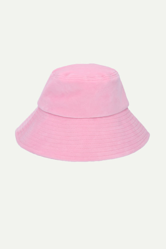 כובע Bucket קטיפה בצבע ורוד