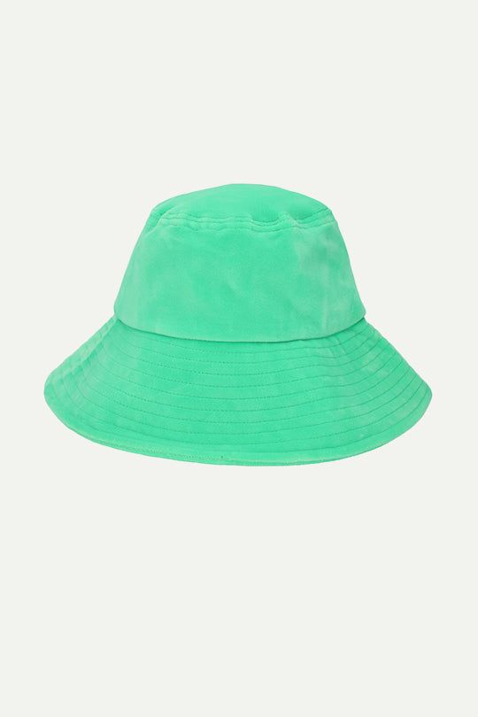 כובע Bucket קטיפה בצבע ירוק