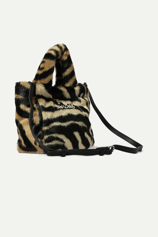 תיק יד קטן בהדפס זברה עם רצועה