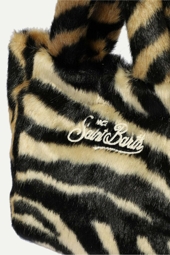 תיק יד קטן בהדפס זברה עם רצועה