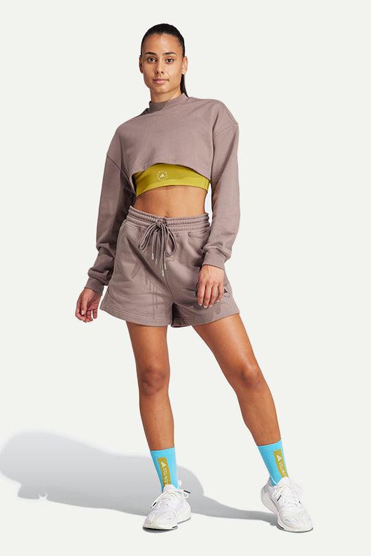 מכנסי טרנינג קצרים Terry בצבע חום