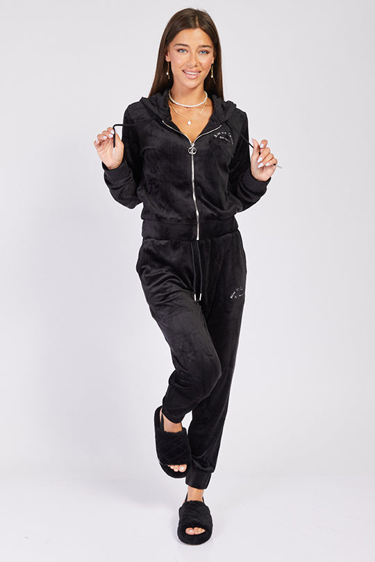 סווטשירט קפוצ'ון מרוכסן Kiss My בצבע שחור