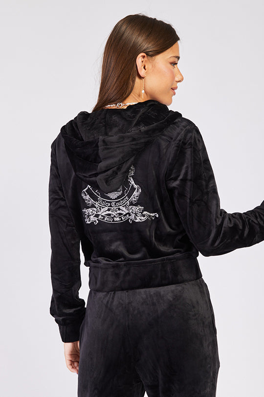 סווטשירט קפוצ'ון מרוכסן Kiss My בצבע שחור