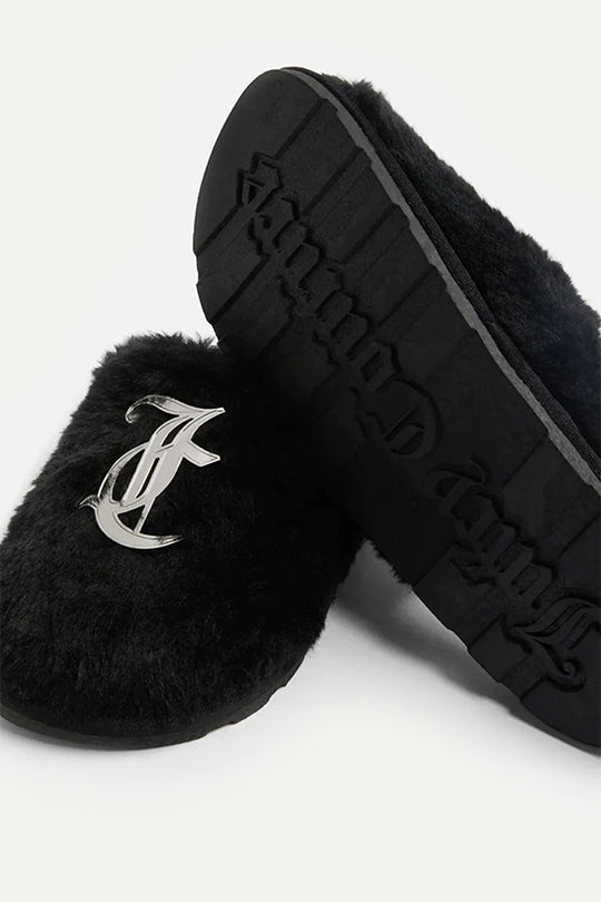 בצבע שחור Faux Fur Closed נעלי