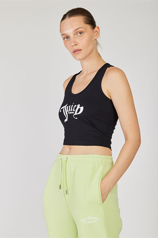 גופיית קרופ Tank Top בצבע שחור