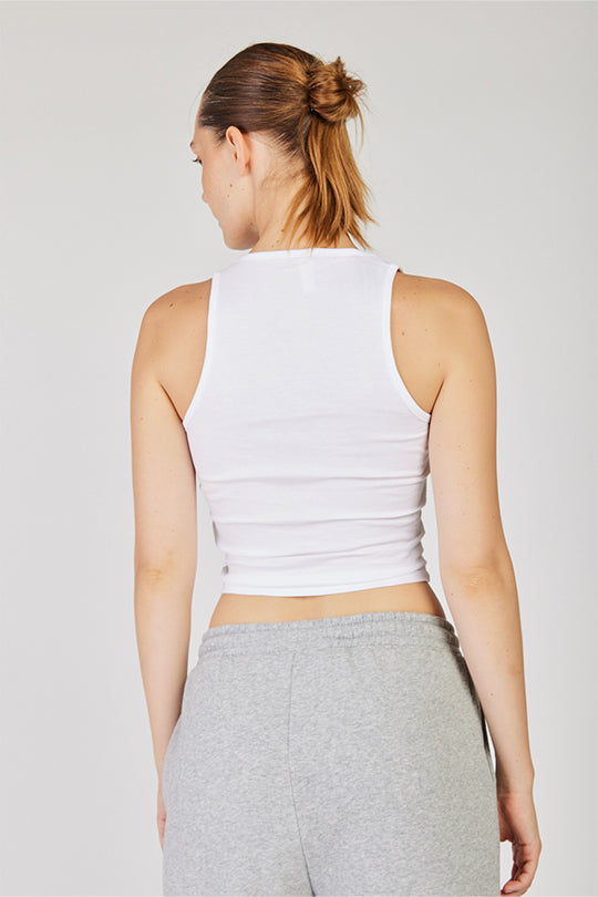 גופיית קרופ Tank Top בצבע לבן
