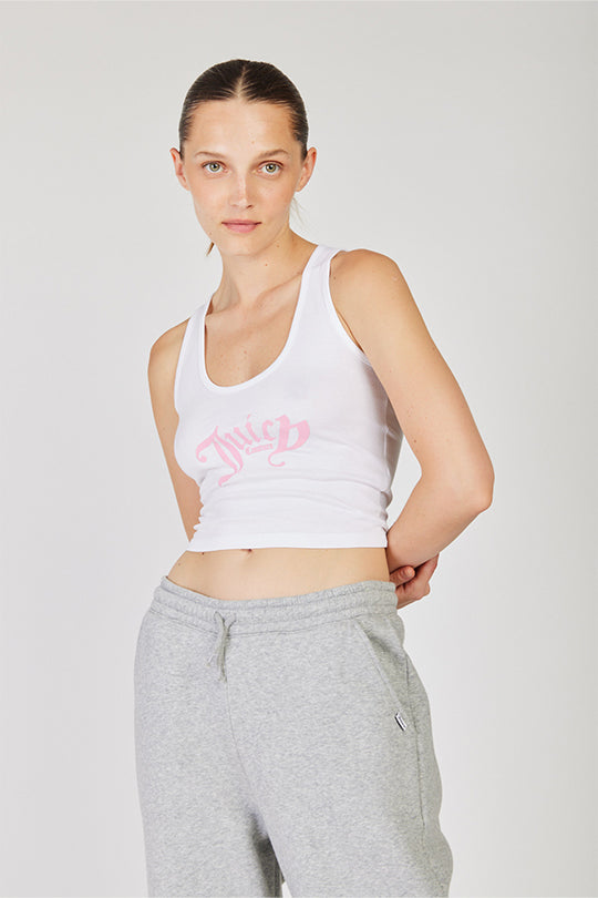 גופיית קרופ Tank Top בצבע לבן