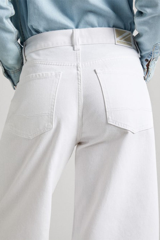 ג'ינס ארוך Wide Leg Coated בצבע לבן