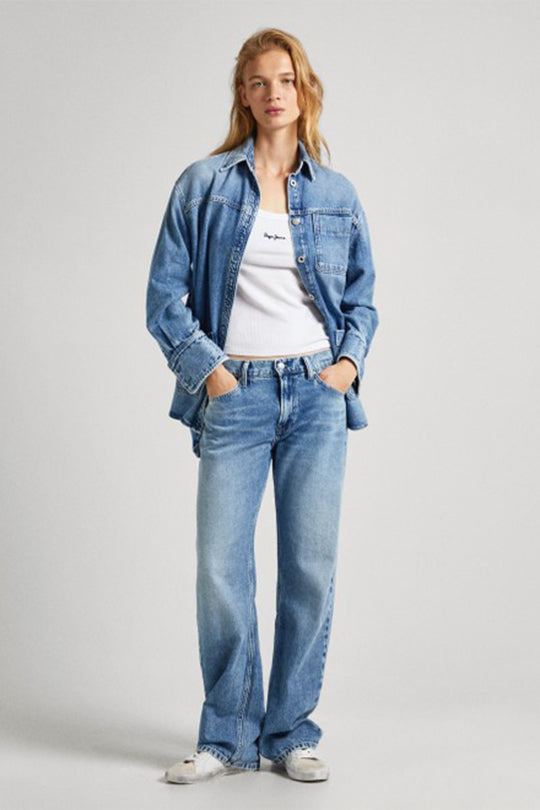 ג'קט ג'ינס עם חגורת מותן Mandy בצבע כחול