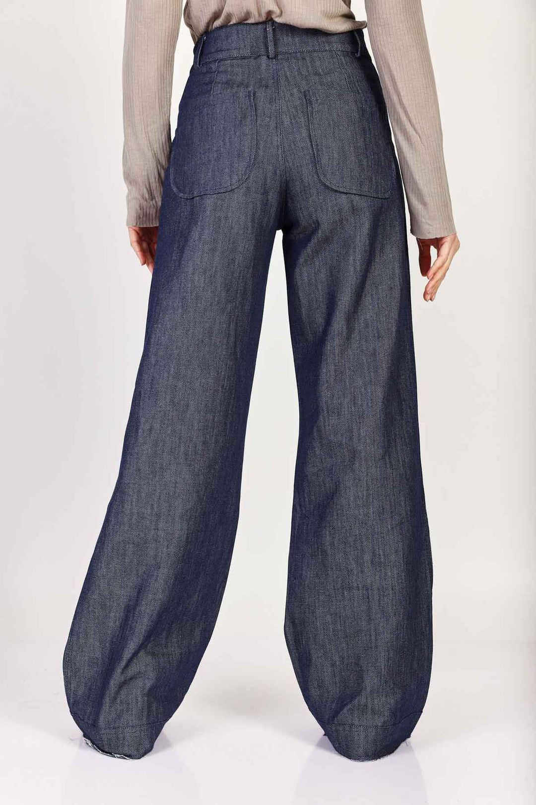 מכנסי Carla Wide Leg בצבע כחול ג'ינס