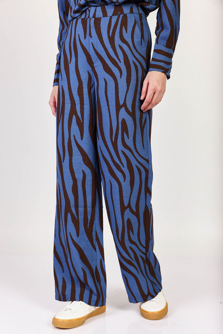 מכנסיים רחבים Simone בצבע כחול/חום