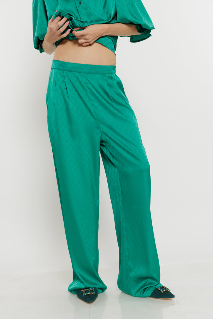 מכנסיים רחבים Ada בצבע ירוק