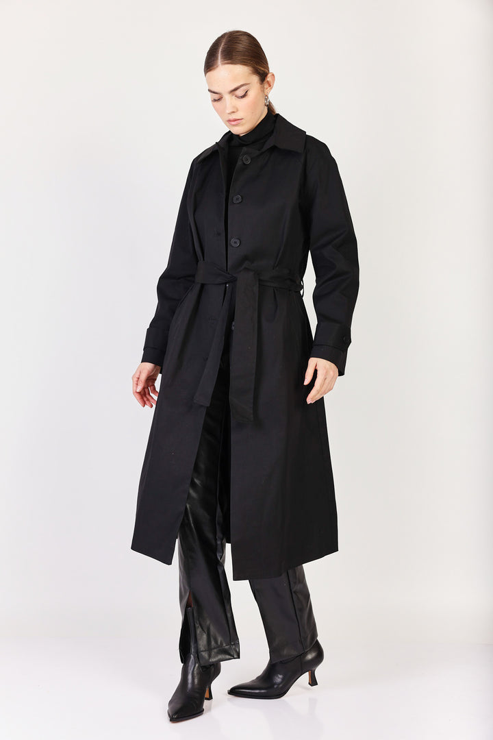 מעיל טרנץ' Chilli בצבע שחור
