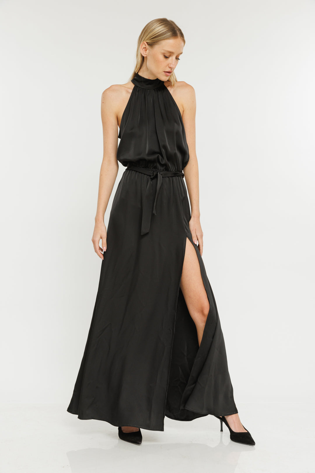 שמלת מקסי קולר Annet בצבע שחור