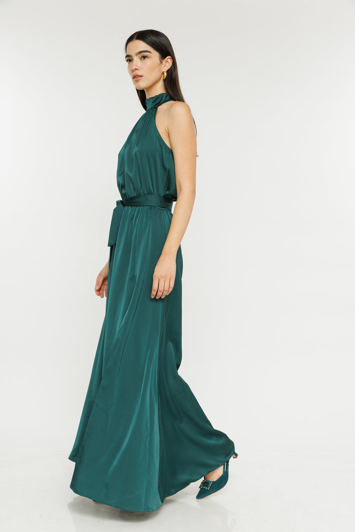 שמלת מקסי קולר Annet בצבע ירוק