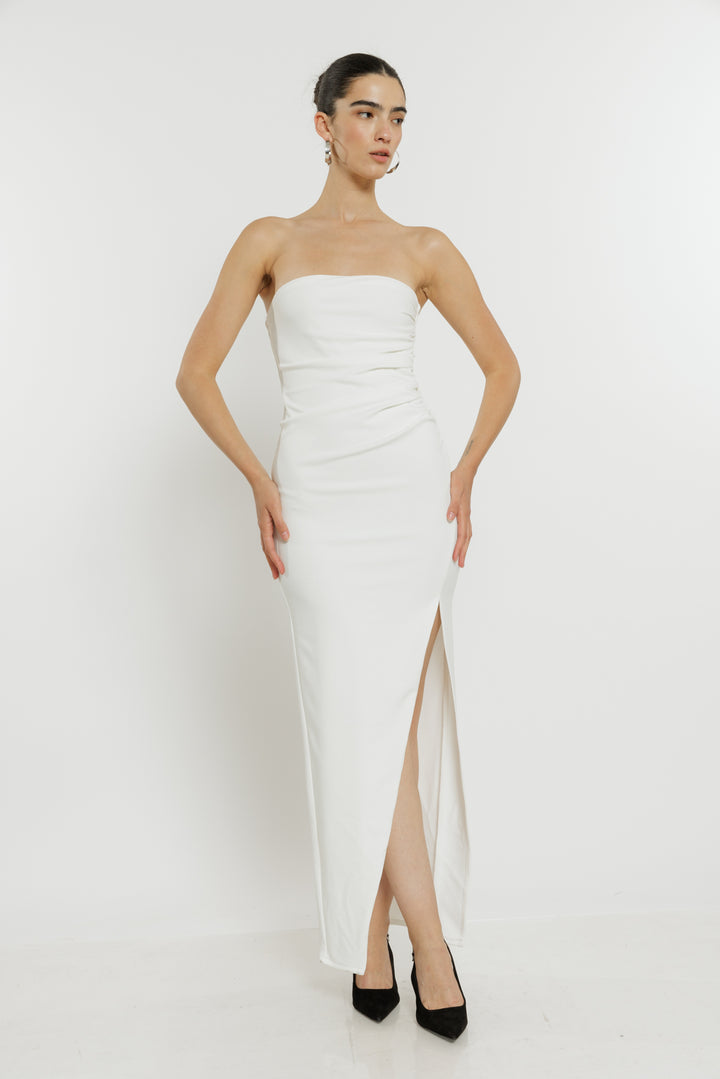 שמלת סטרפלס Audrey בצבע לבן