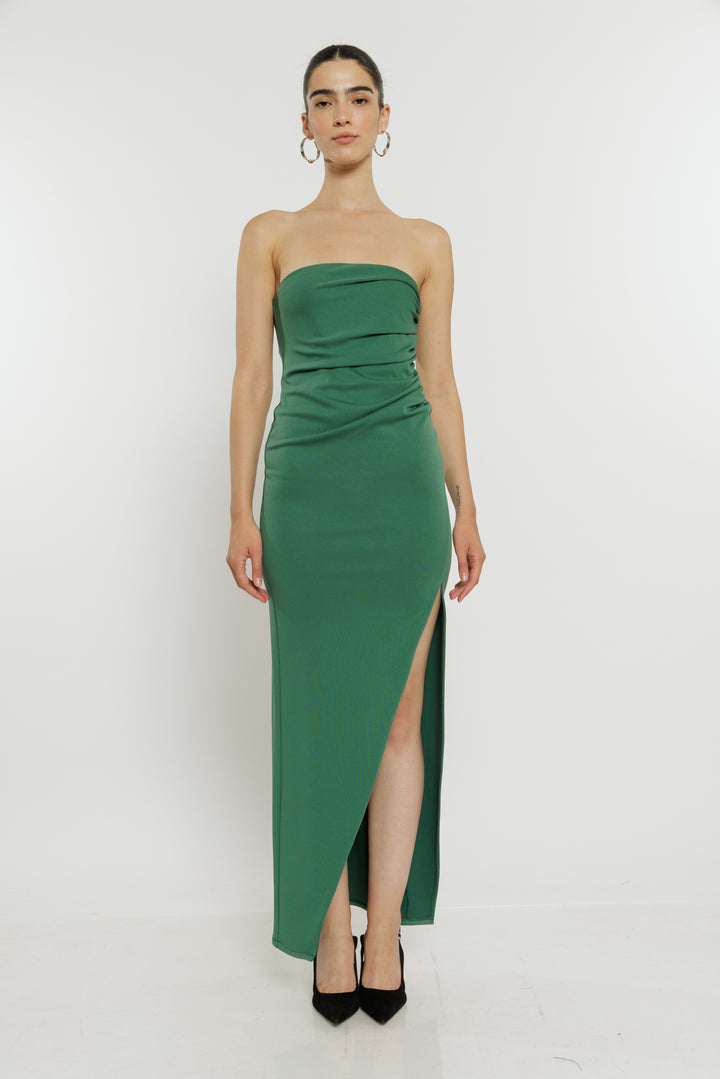 שמלת סטרפלס Audrey בצבע ירוק