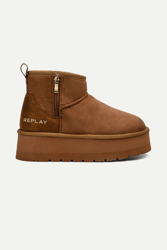 מגפונים עם רוכסן צדדי בצבע חום