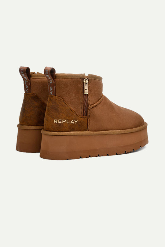 מגפונים עם רוכסן צדדי בצבע חום