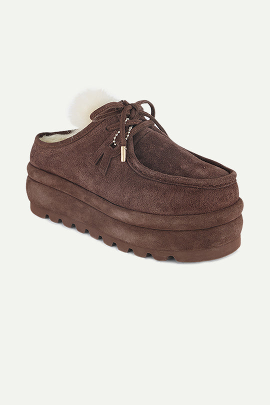 כפכפי פלטפורמה FLORA ONE בצבע חום