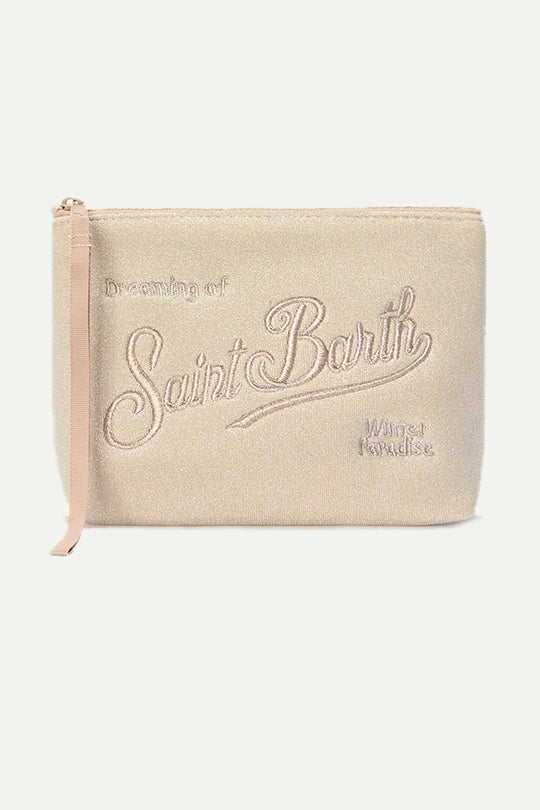 קלאץ' בצבע שמנת עם רקמת Saint Barth