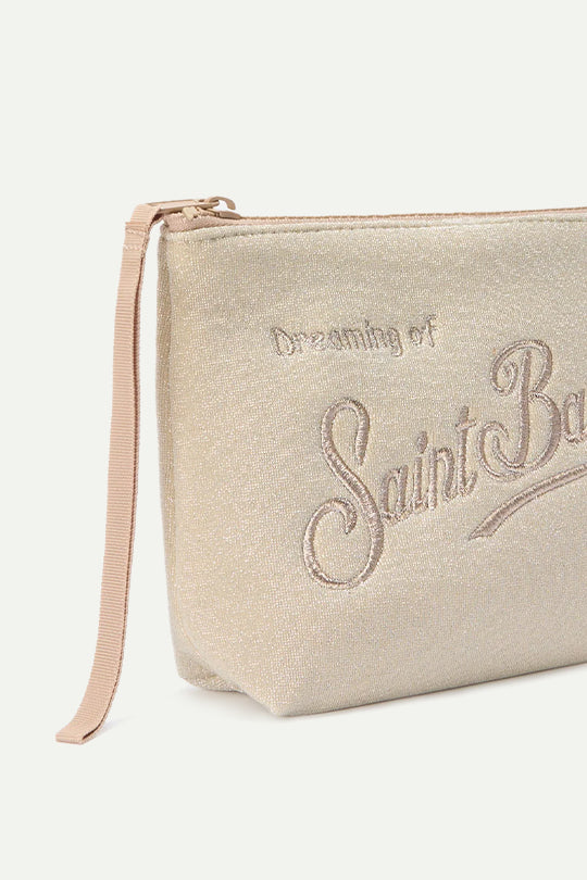 קלאץ' בצבע שמנת עם רקמת Saint Barth