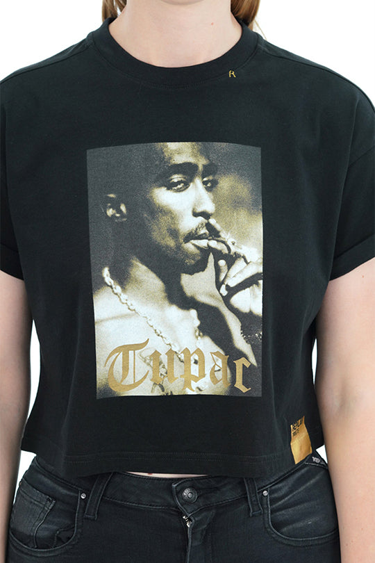 טי-שירט קרופ Tupac בצבע שחור