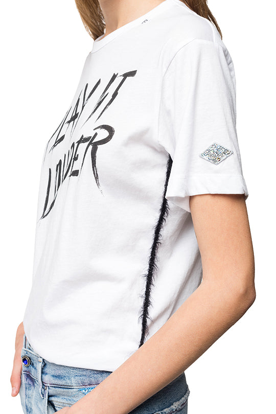 טישירט עם הדפס בצבע לבן