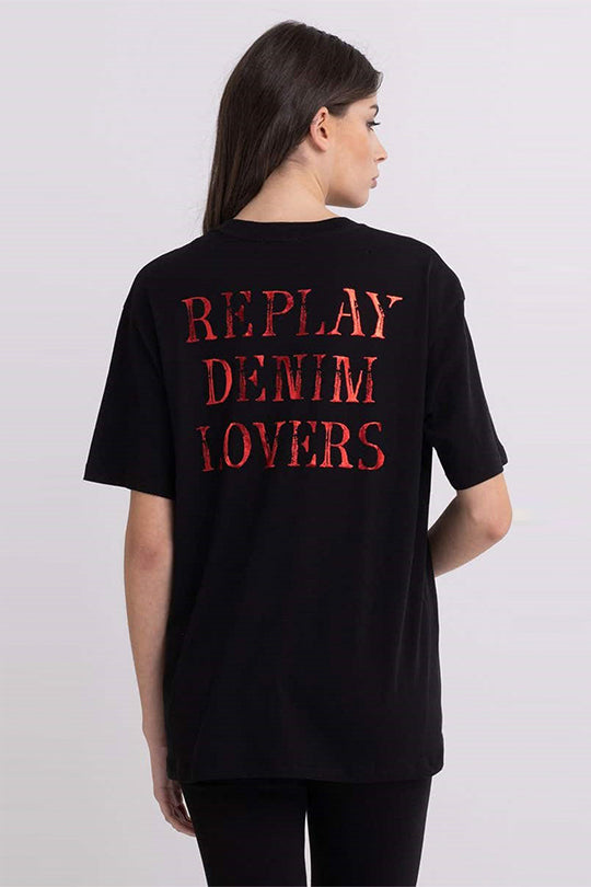 טי שירט קצרה עם הדפס נשים