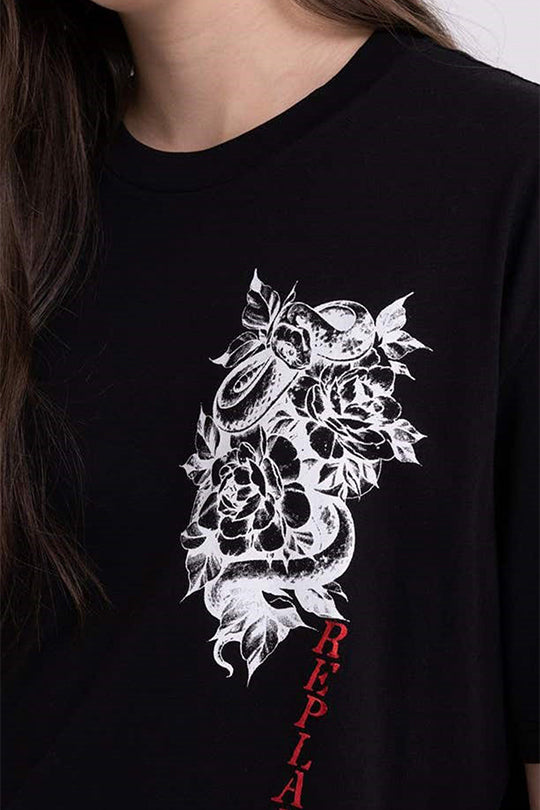 טי שירט קצרה עם הדפס נשים