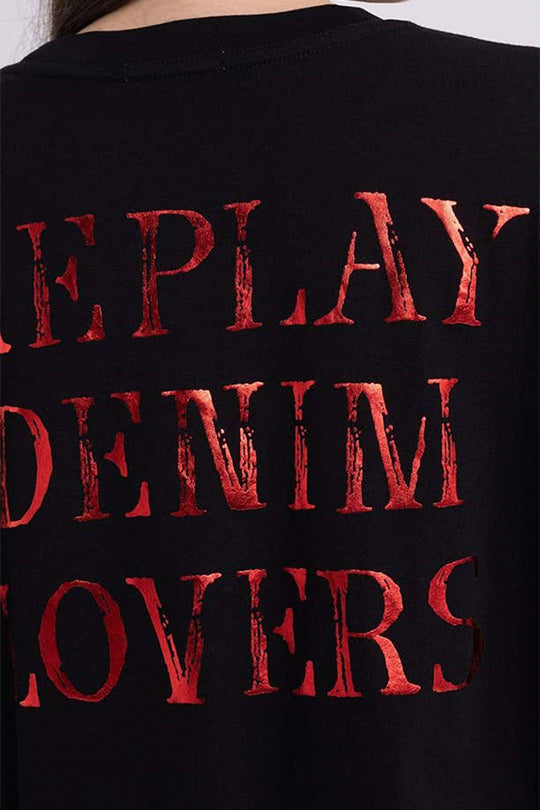 טי שירט קצרה עם הדפס נשים