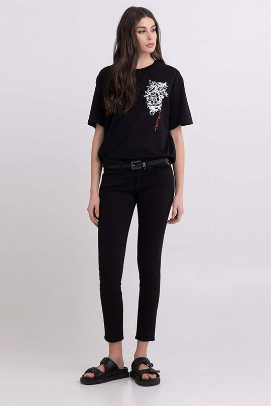 טי שירט קצרה עם הדפס נשים