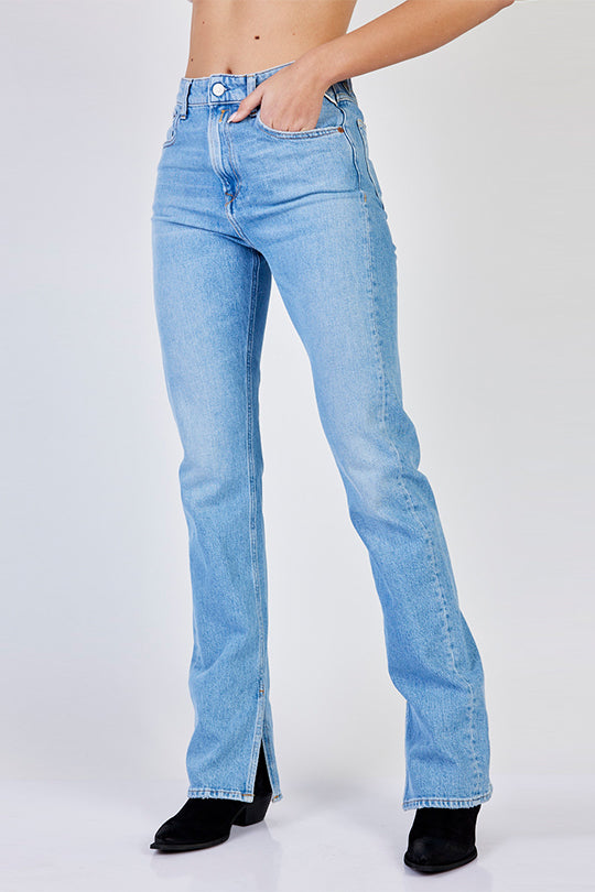 ג'ינס עם שסעים SHARLJN Flare בצבע תכלת