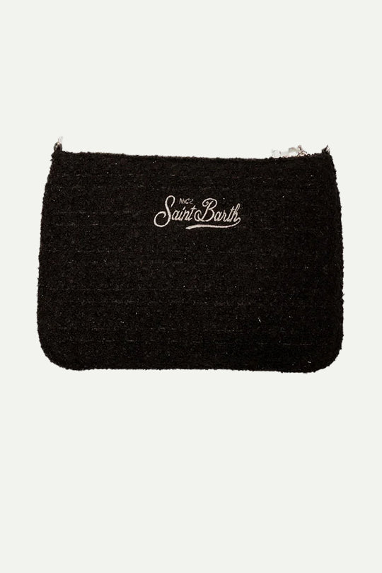 קלאץ' עם רקמת Saint Barth בצבע שחור