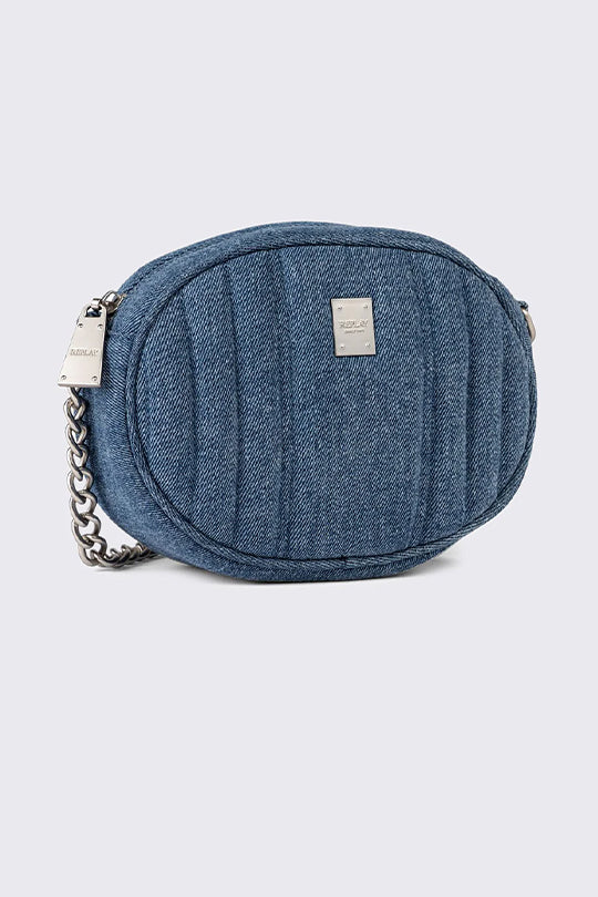 תיק צד אובלי דנים לנשים בצבע כחול