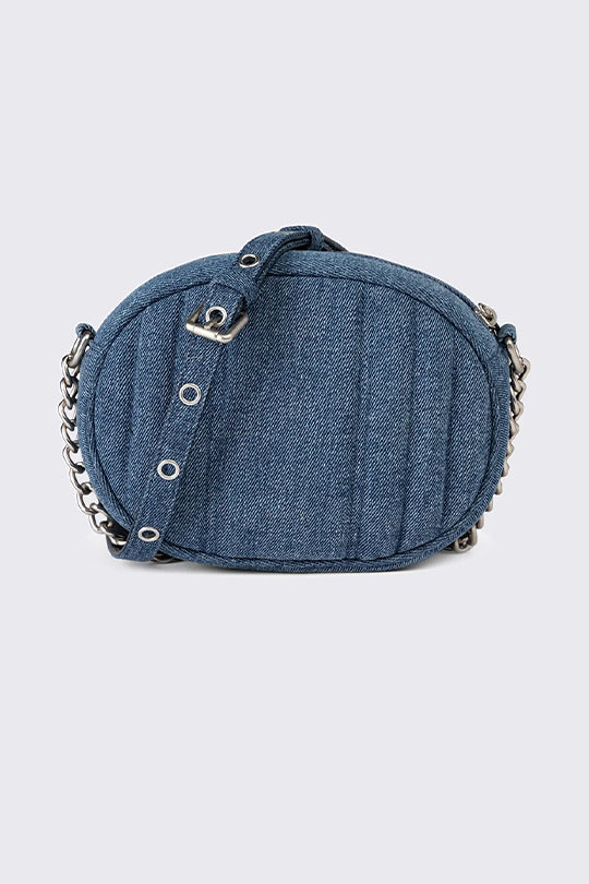 תיק צד אובלי דנים לנשים בצבע כחול