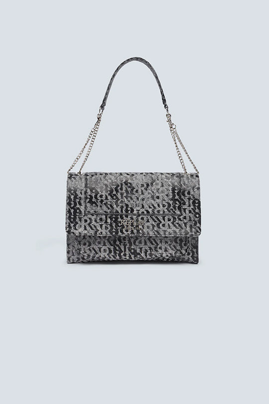 תיק צד לנשים בדוגמת דנים שחורה