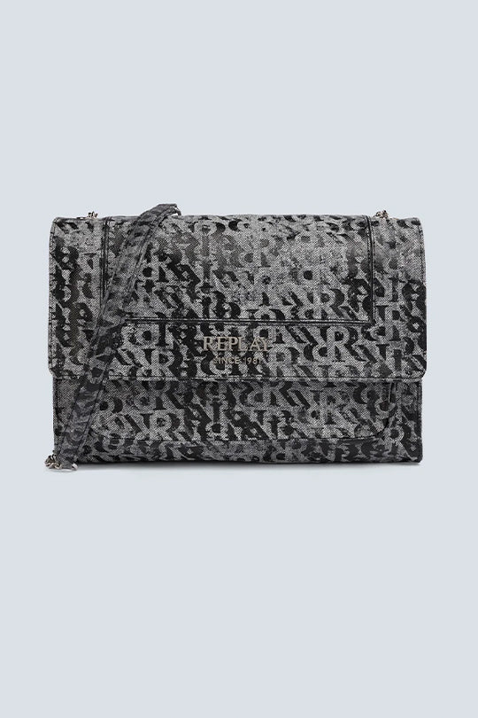 תיק צד לנשים בדוגמת דנים שחורה