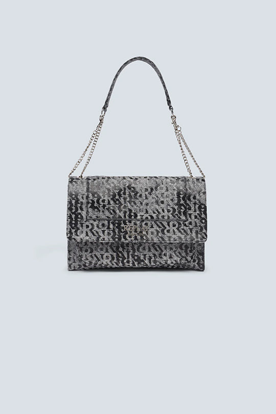 תיק צד לנשים בדוגמת דנים שחורה