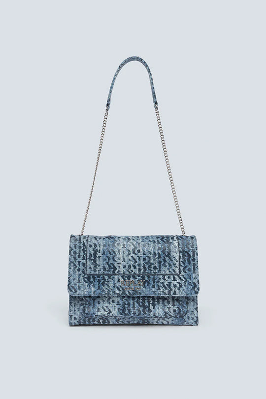 תיק צד בדוגמת דנים עם רצועת שרשרת