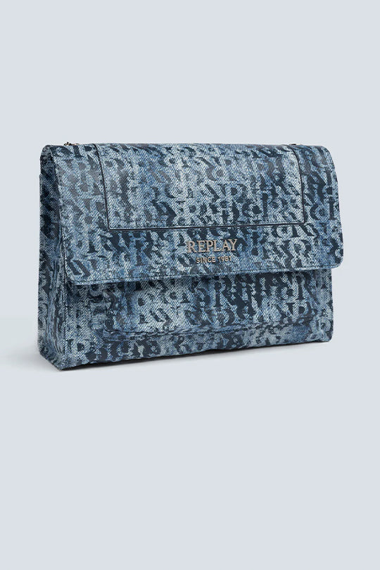 תיק צד בדוגמת דנים עם רצועת שרשרת