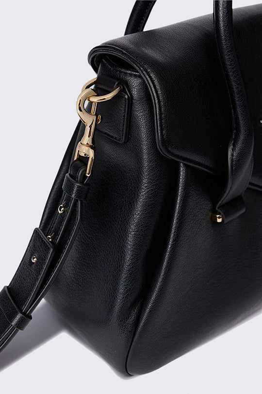 תיק יד לנשים בצבע שחור עם לוגו R מוזהב