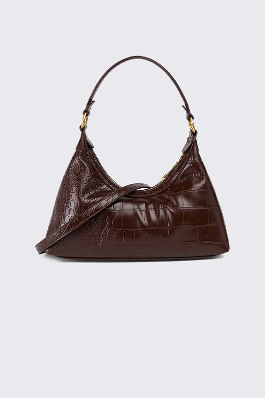 תיק צד לנשים בצבע חום עם טקסטורות