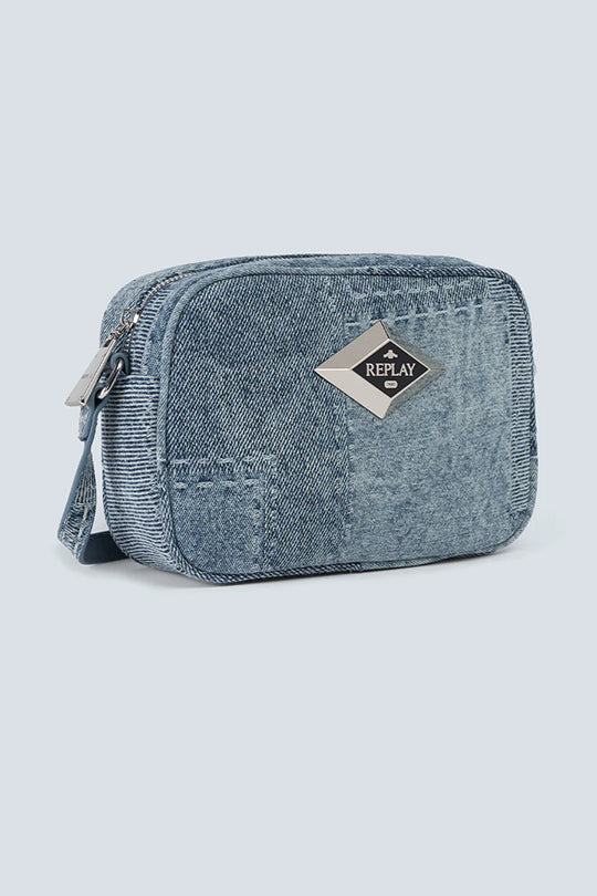 תיק צד לנשים מבד דנים בגוון כחול בהיר