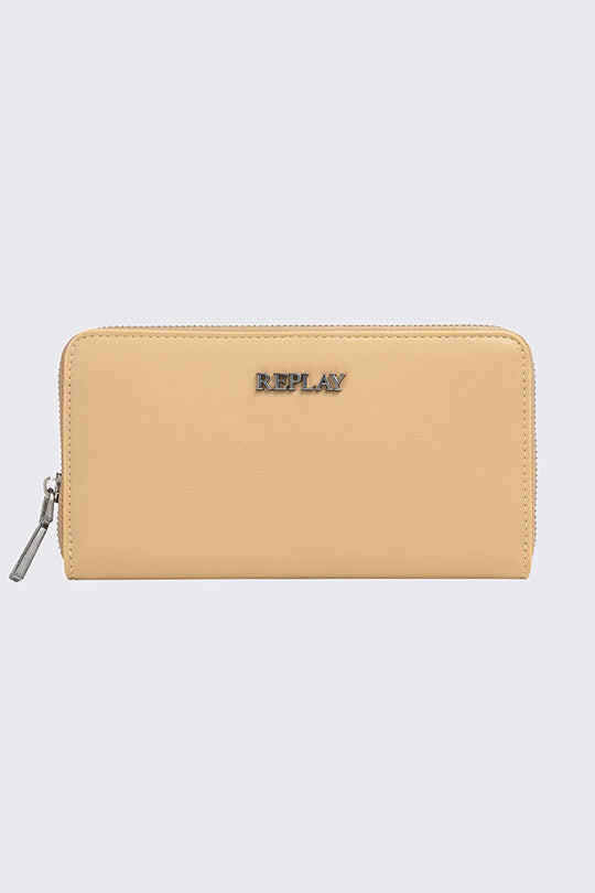 ארנק נשים בצבע בז' בהיר עם סגירת רוכסן